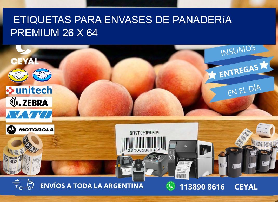 Etiquetas para envases de panadería premium 26 x 64