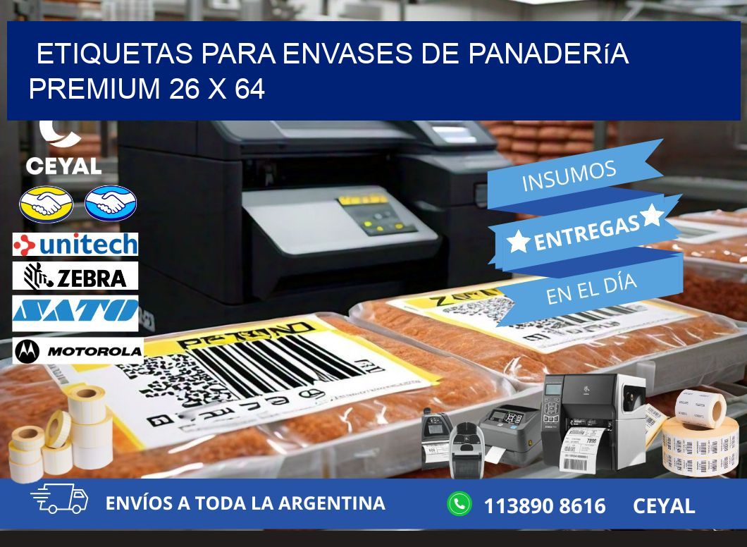 Etiquetas para envases de panadería premium 26 x 64