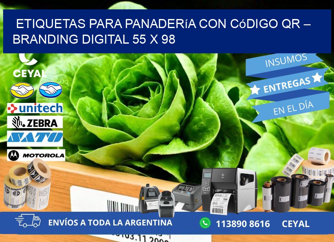 Etiquetas para panadería con código QR – Branding digital 55 x 98