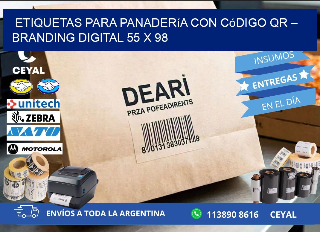 Etiquetas para panadería con código QR – Branding digital 55 x 98