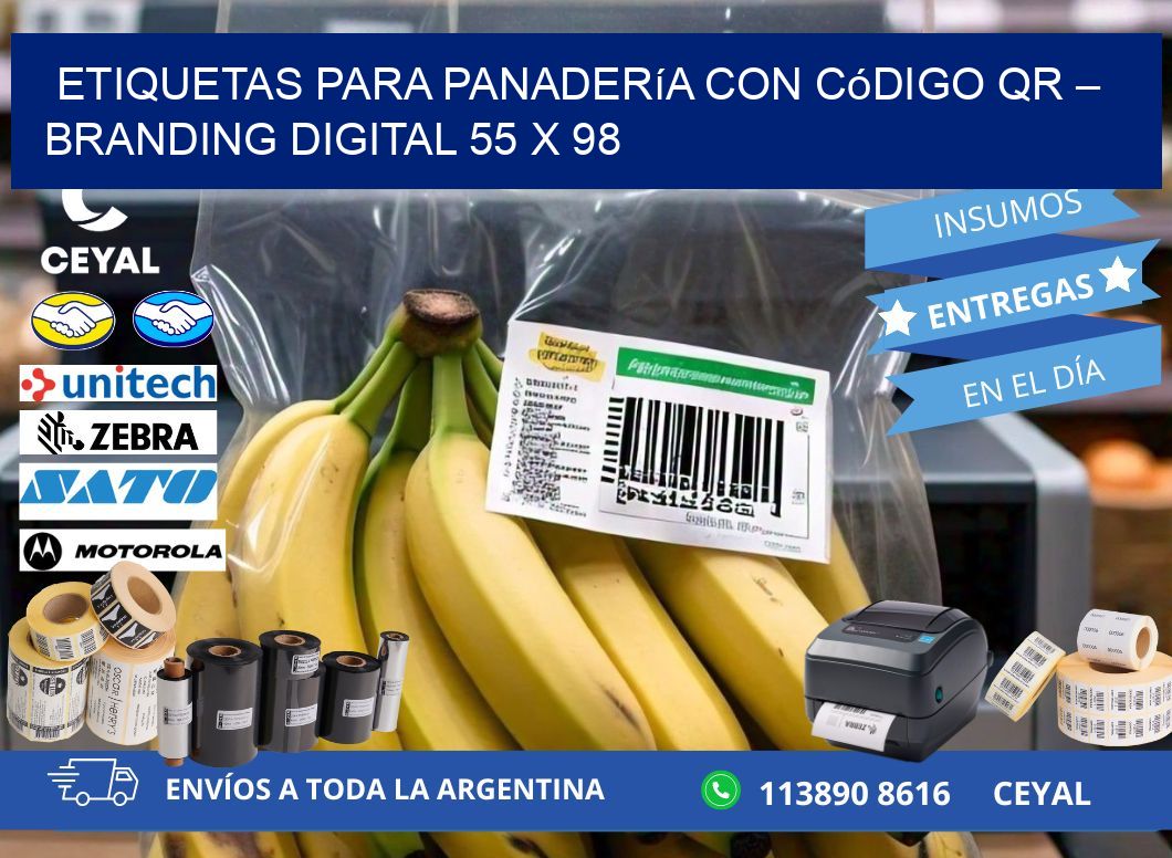 Etiquetas para panadería con código QR – Branding digital 55 x 98