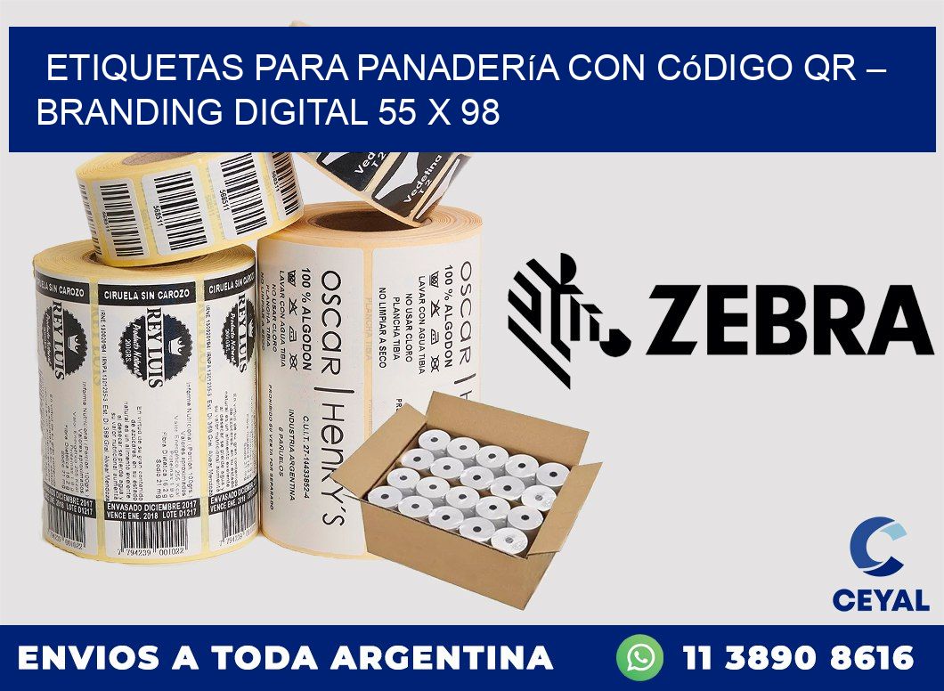 Etiquetas para panadería con código QR – Branding digital 55 x 98