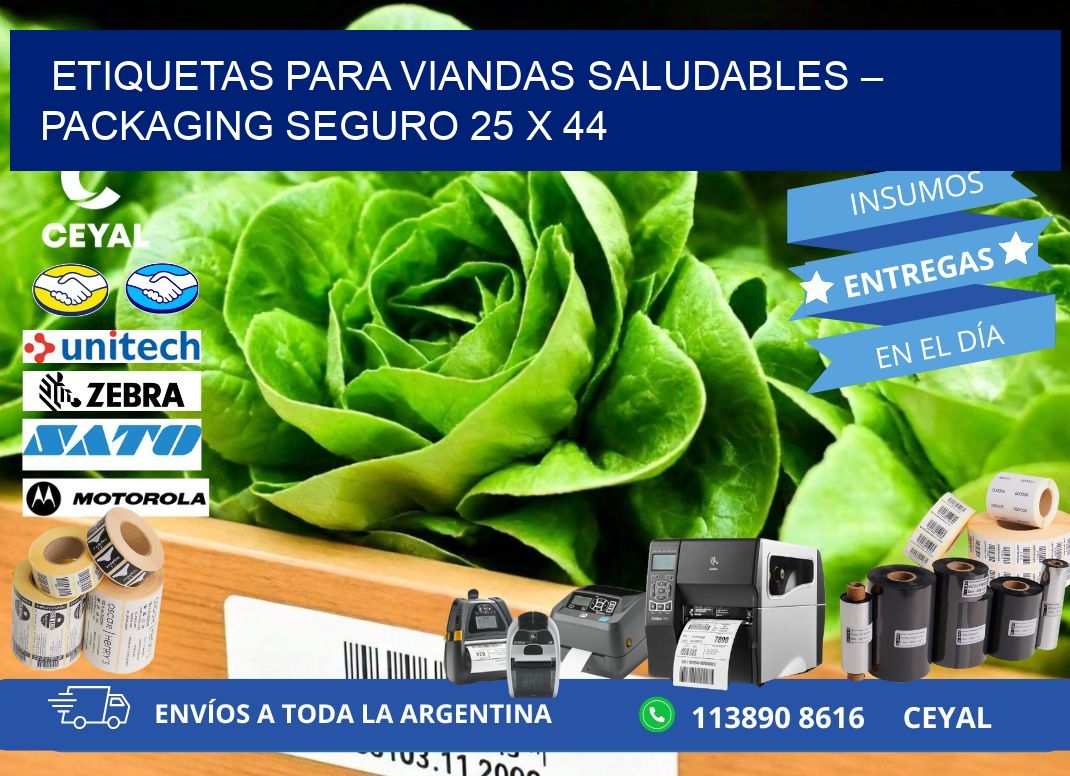 Etiquetas para viandas saludables – Packaging seguro 25 x 44