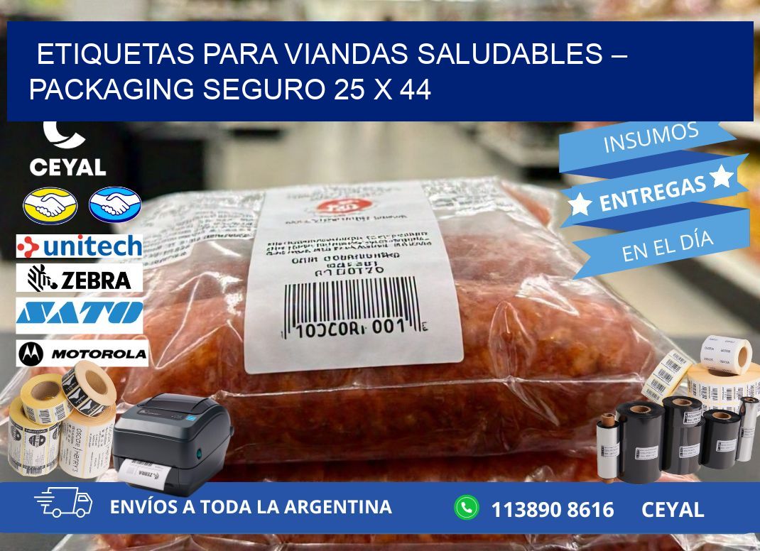 Etiquetas para viandas saludables – Packaging seguro 25 x 44