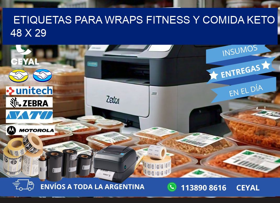 Etiquetas para wraps fitness y comida keto 48 x 29