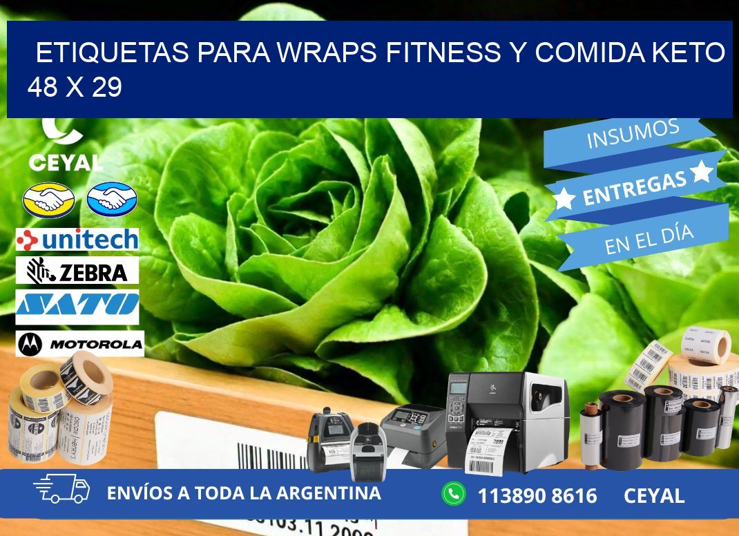 Etiquetas para wraps fitness y comida keto 48 x 29