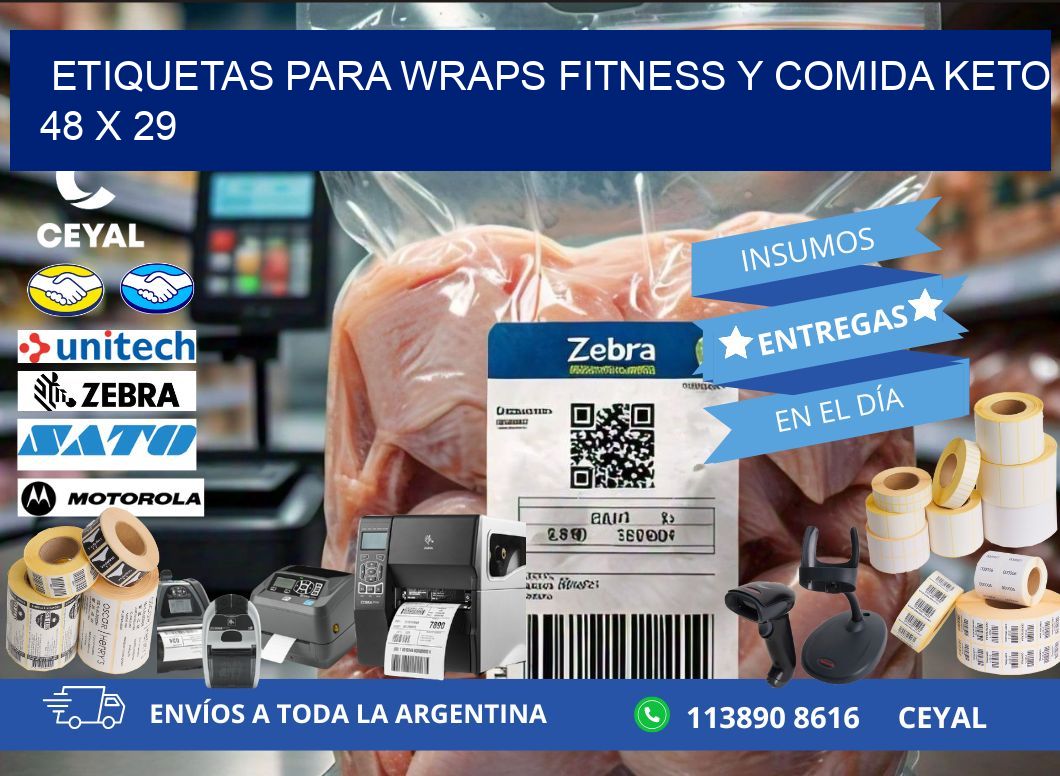 Etiquetas para wraps fitness y comida keto 48 x 29