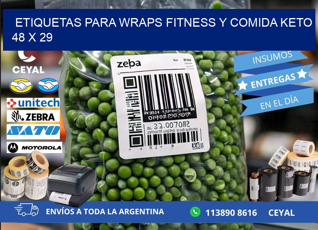 Etiquetas para wraps fitness y comida keto 48 x 29