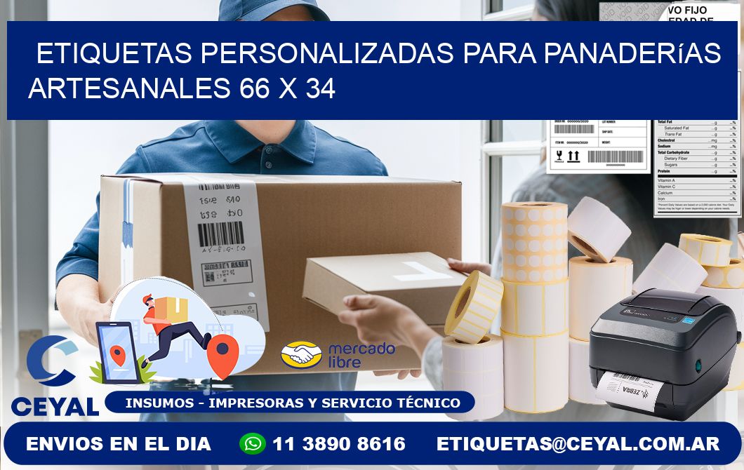 Etiquetas personalizadas para panaderías artesanales 66 x 34