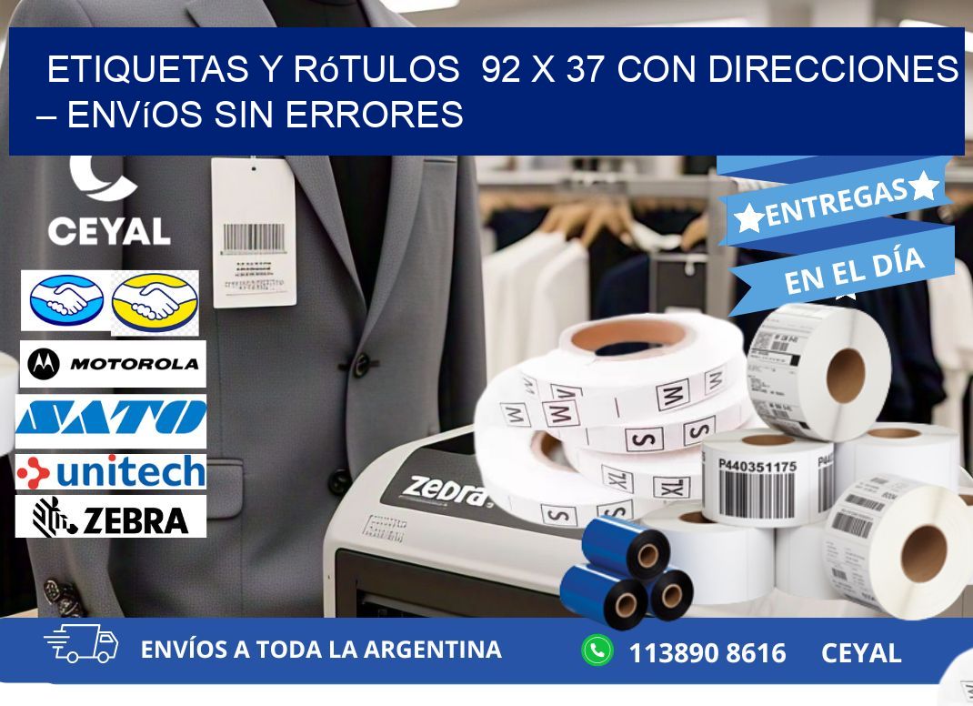 Etiquetas y Rótulos  92 x 37 con Direcciones – Envíos sin Errores