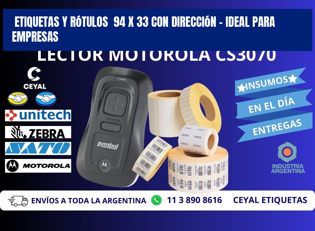 Etiquetas y Rótulos  94 x 33 con Dirección – Ideal para Empresas