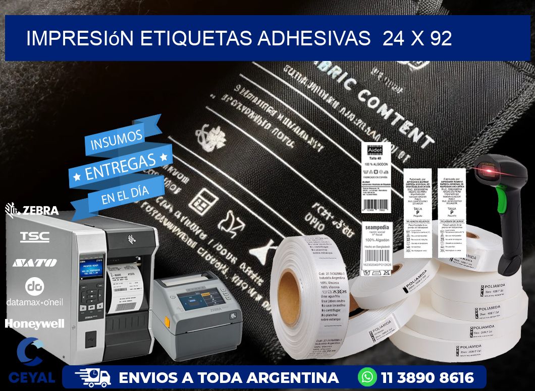 Impresión Etiquetas adhesivas  24 x 92