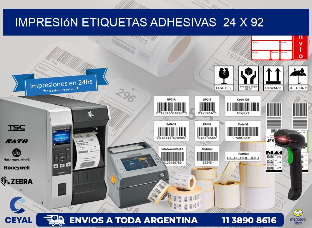 Impresión Etiquetas adhesivas  24 x 92