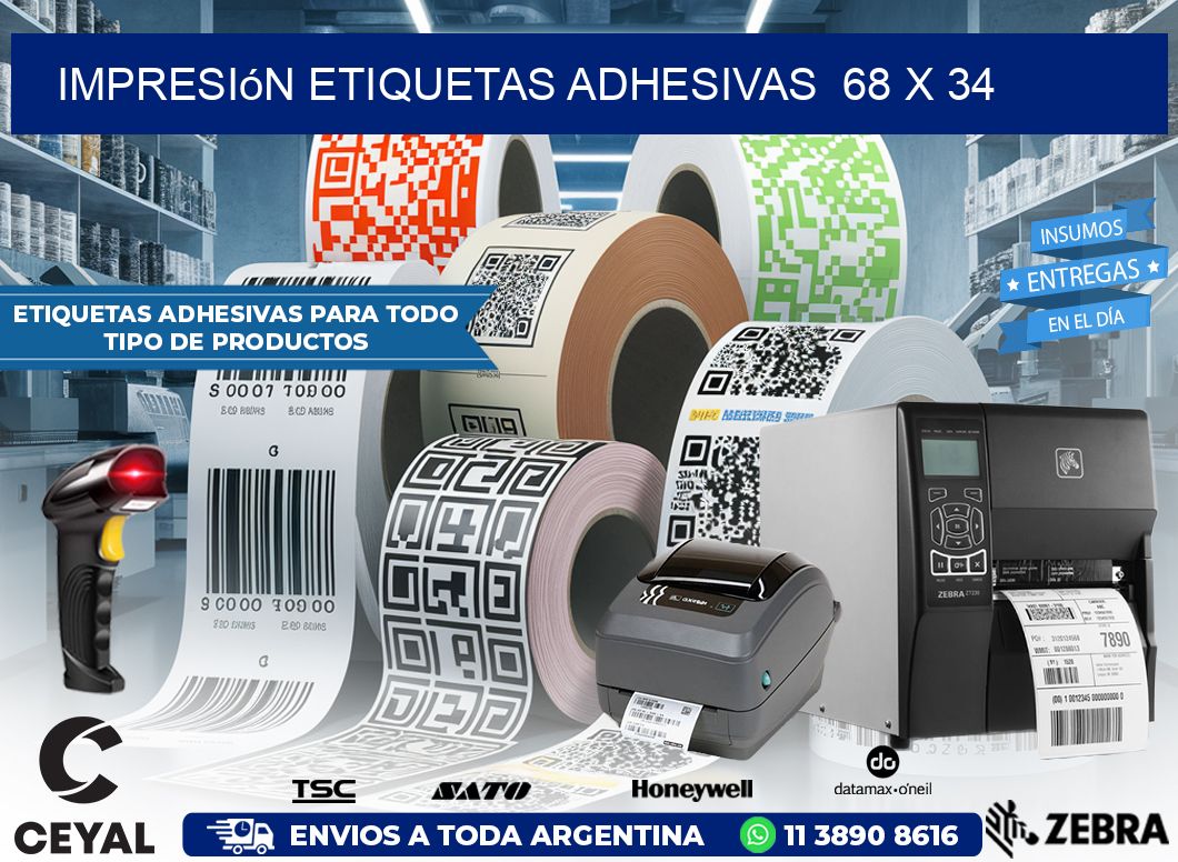 Impresión Etiquetas adhesivas 68 x 34