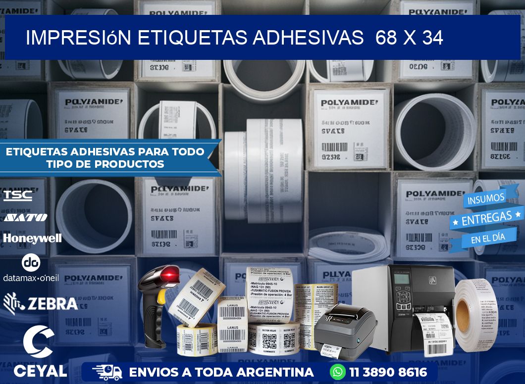 Impresión Etiquetas adhesivas 68 x 34