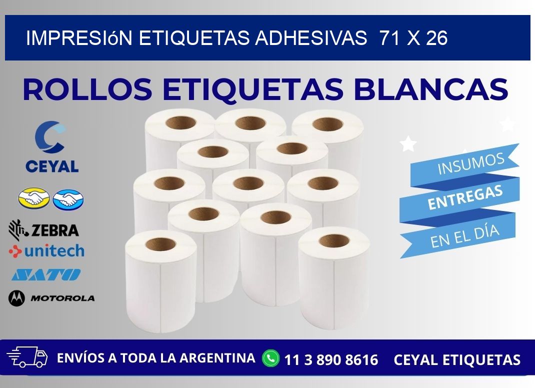 Impresión Etiquetas adhesivas 71 x 26
