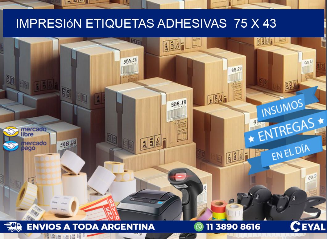 Impresión Etiquetas adhesivas  75 x 43