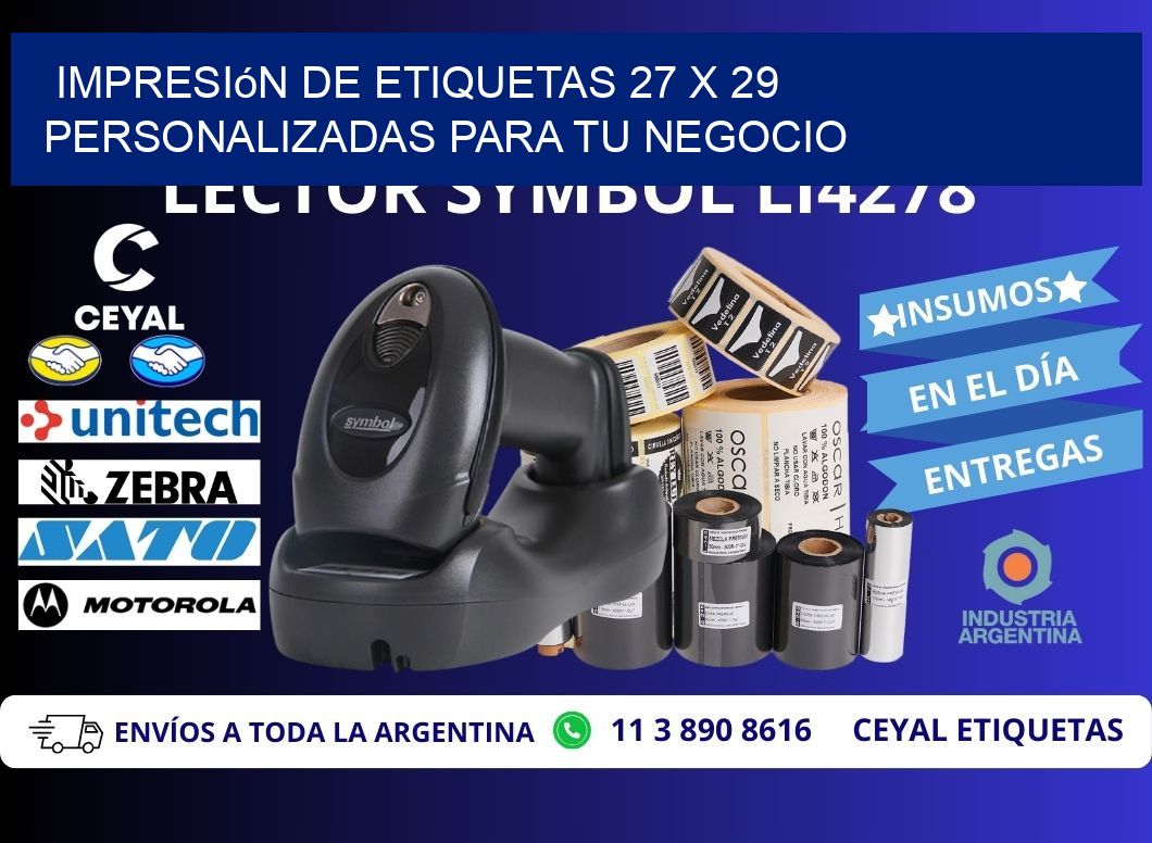 Impresión de Etiquetas 27 x 29 Personalizadas para tu Negocio