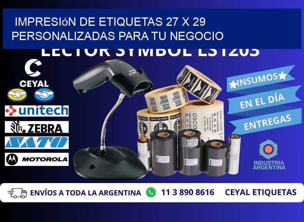 Impresión de Etiquetas 27 x 29 Personalizadas para tu Negocio