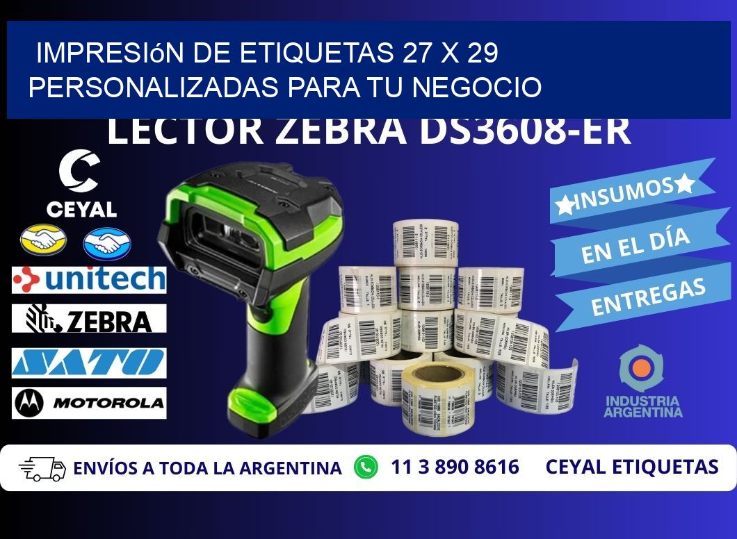 Impresión de Etiquetas 27 x 29 Personalizadas para tu Negocio