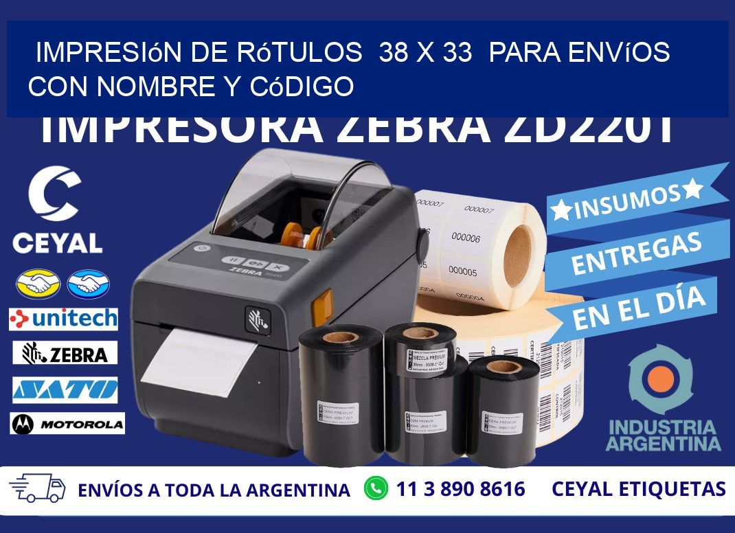 Impresión de Rótulos  38 x 33  para Envíos con Nombre y Código