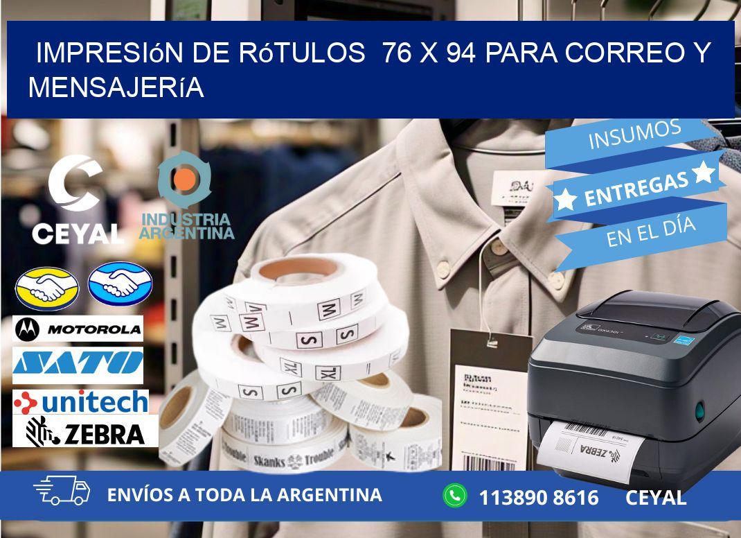 Impresión de Rótulos  76 x 94 para Correo y Mensajería