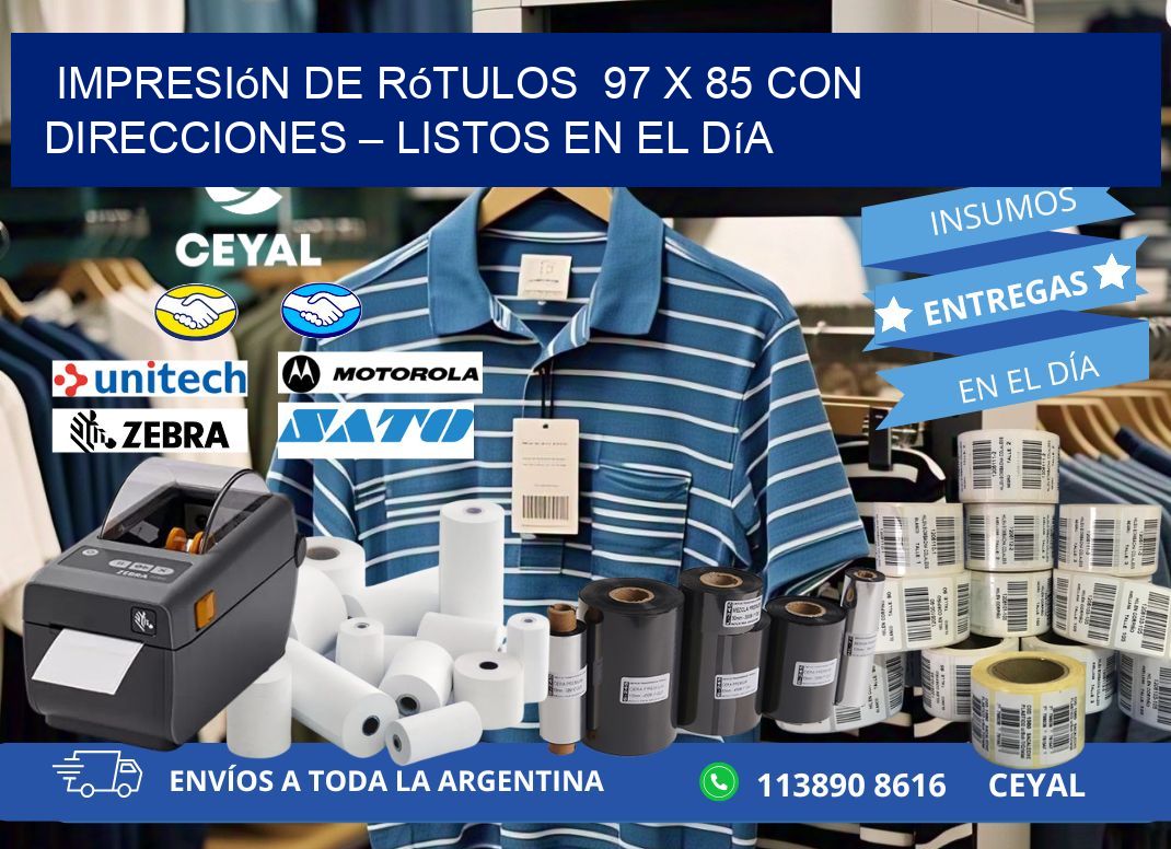 Impresión de Rótulos 97 x 85 con Direcciones – Listos en el Día