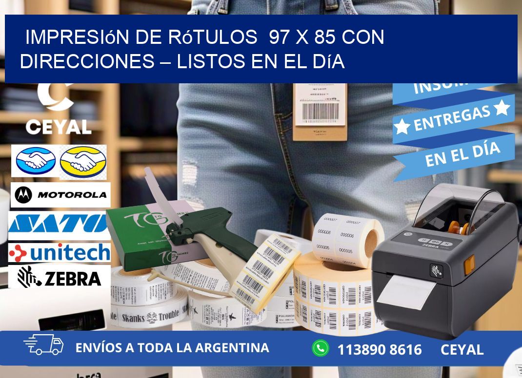 Impresión de Rótulos 97 x 85 con Direcciones – Listos en el Día
