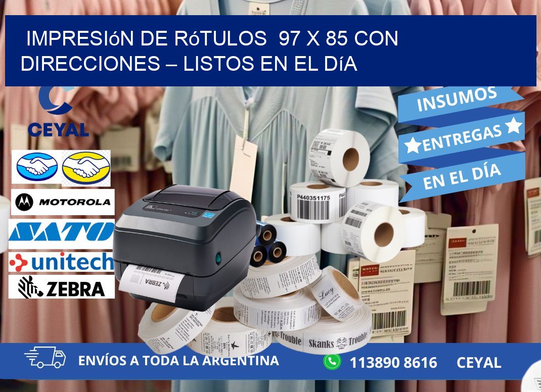 Impresión de Rótulos 97 x 85 con Direcciones – Listos en el Día