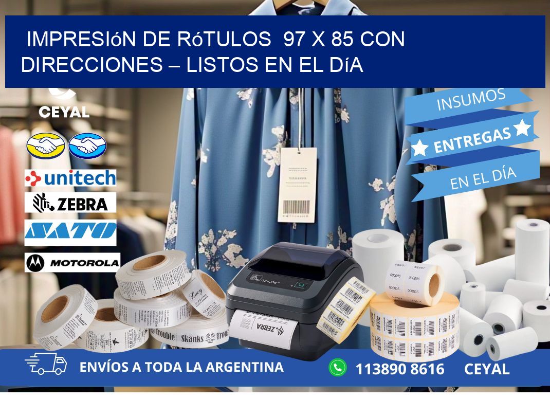 Impresión de Rótulos  97 x 85 con Direcciones – Listos en el Día