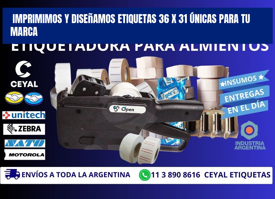 Imprimimos y Diseñamos Etiquetas 36 x 31 Únicas para tu marca