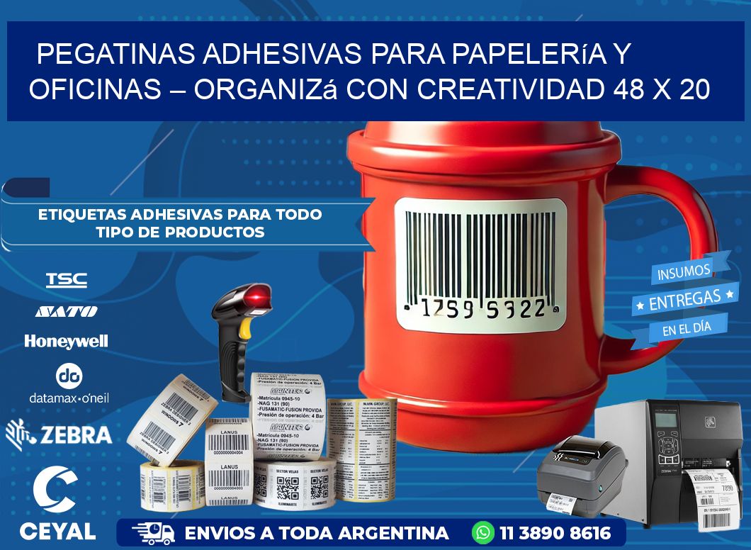 Pegatinas Adhesivas para Papelería y Oficinas – Organizá con Creatividad 48 x 20