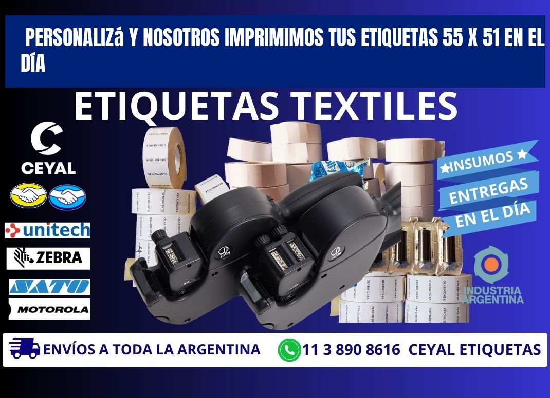 Personalizá y Nosotros Imprimimos tus Etiquetas 55 x 51 en el Día