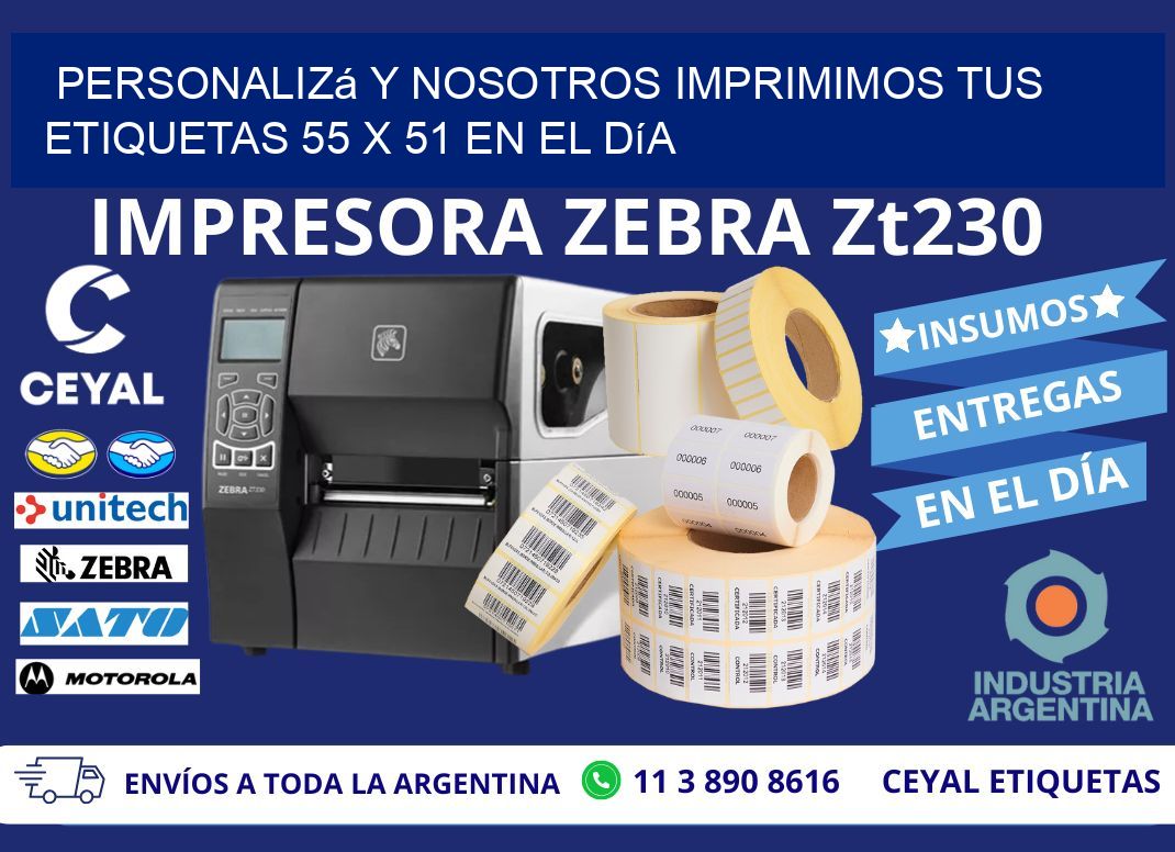 Personalizá y Nosotros Imprimimos tus Etiquetas 55 x 51 en el Día