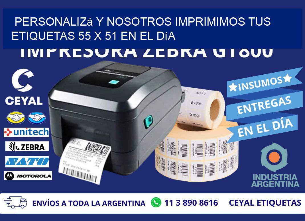 Personalizá y Nosotros Imprimimos tus Etiquetas 55 x 51 en el Día