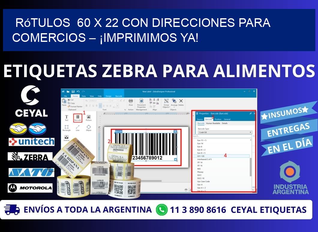 Rótulos  60 x 22 con Direcciones para Comercios – ¡Imprimimos Ya!