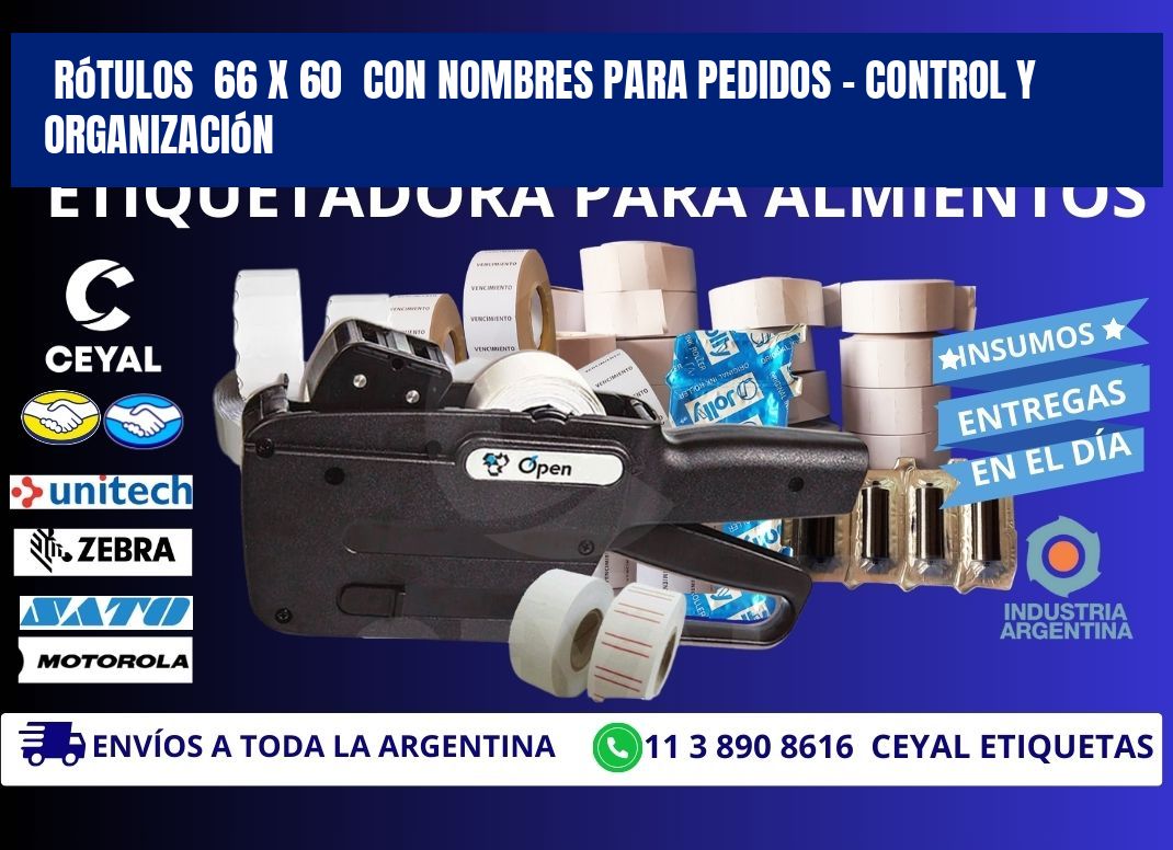 Rótulos  66 x 60  con Nombres para Pedidos – Control y Organización