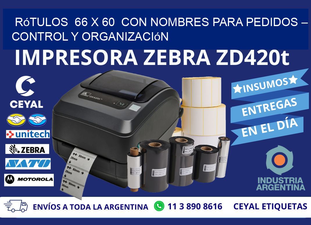 Rótulos  66 x 60  con Nombres para Pedidos – Control y Organización
