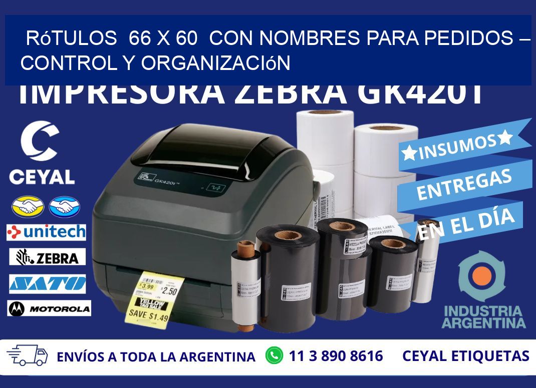 Rótulos  66 x 60  con Nombres para Pedidos – Control y Organización