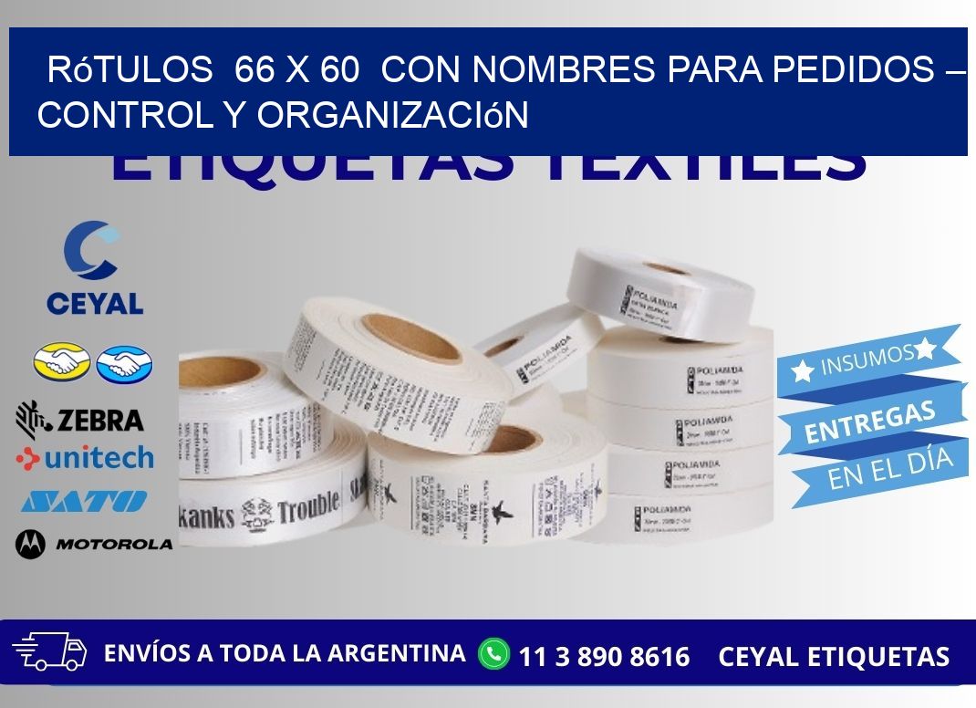 Rótulos  66 x 60  con Nombres para Pedidos – Control y Organización