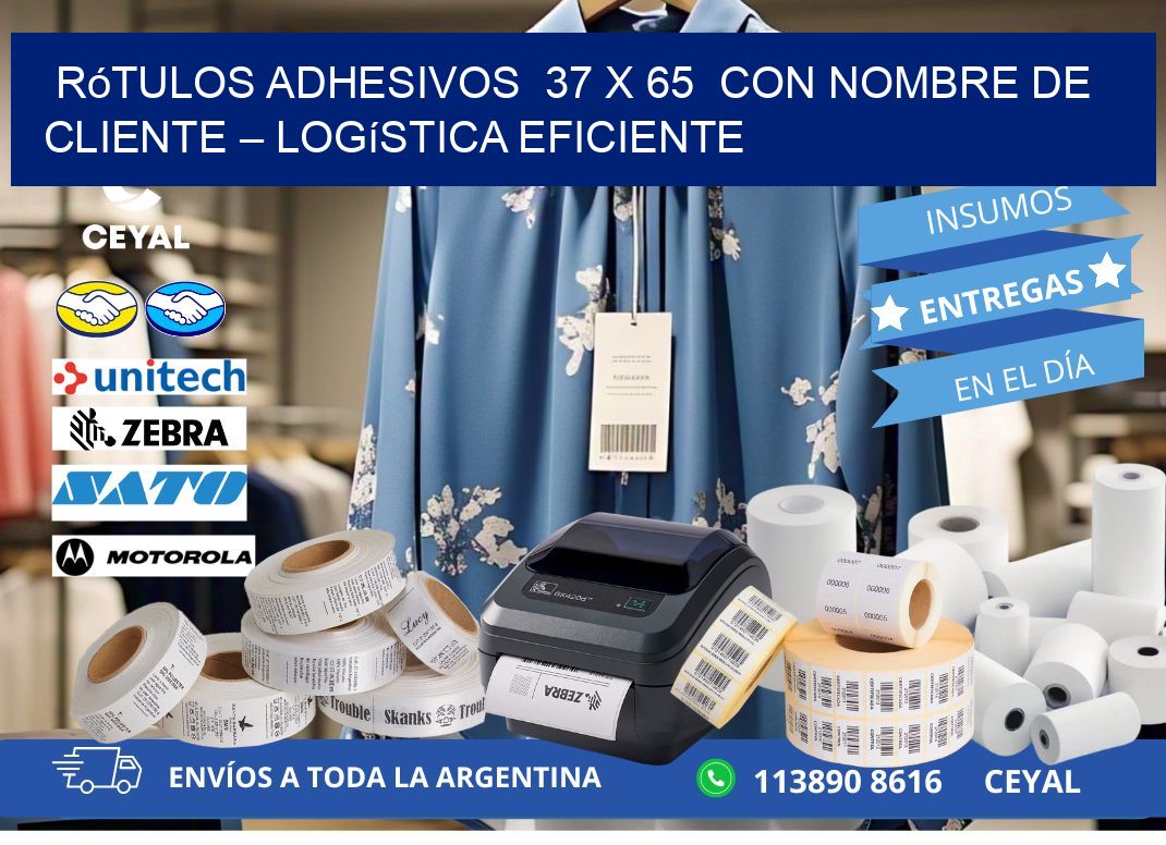 Rótulos Adhesivos  37 x 65  con Nombre de Cliente – Logística Eficiente