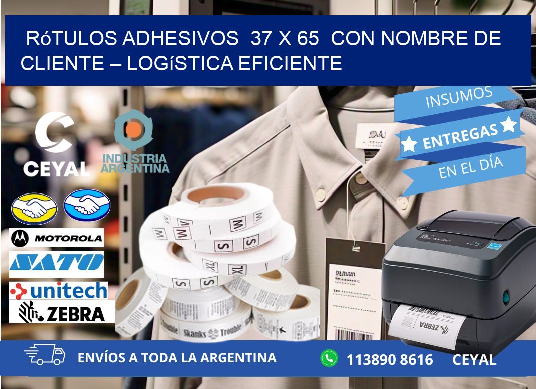 Rótulos Adhesivos  37 x 65  con Nombre de Cliente – Logística Eficiente