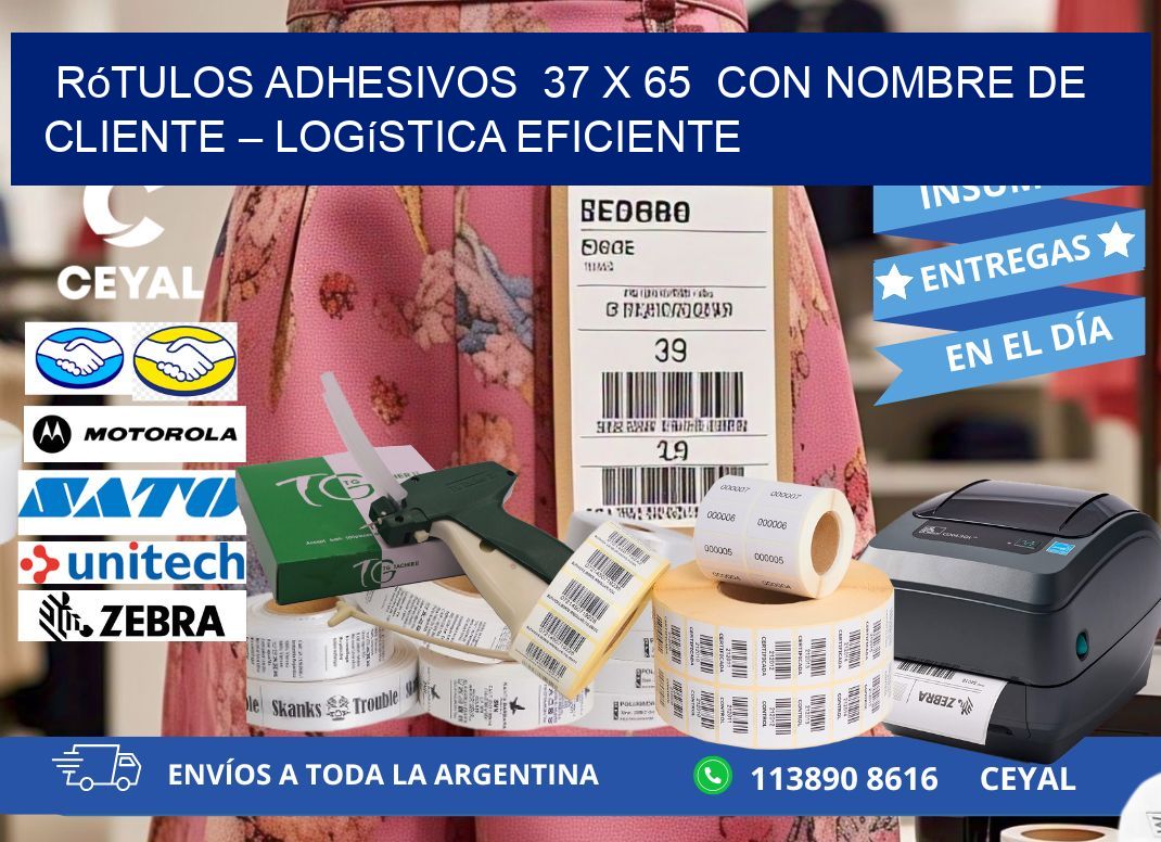 Rótulos Adhesivos  37 x 65  con Nombre de Cliente – Logística Eficiente