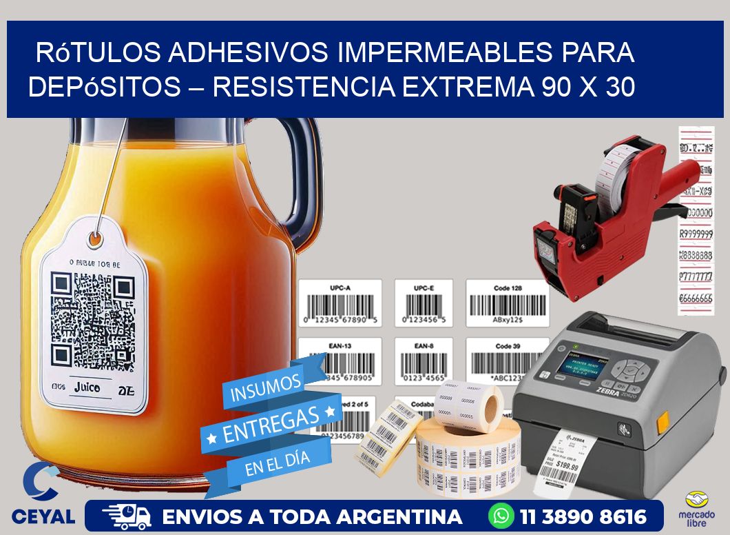 Rótulos Adhesivos Impermeables para Depósitos – Resistencia Extrema 90 x 30