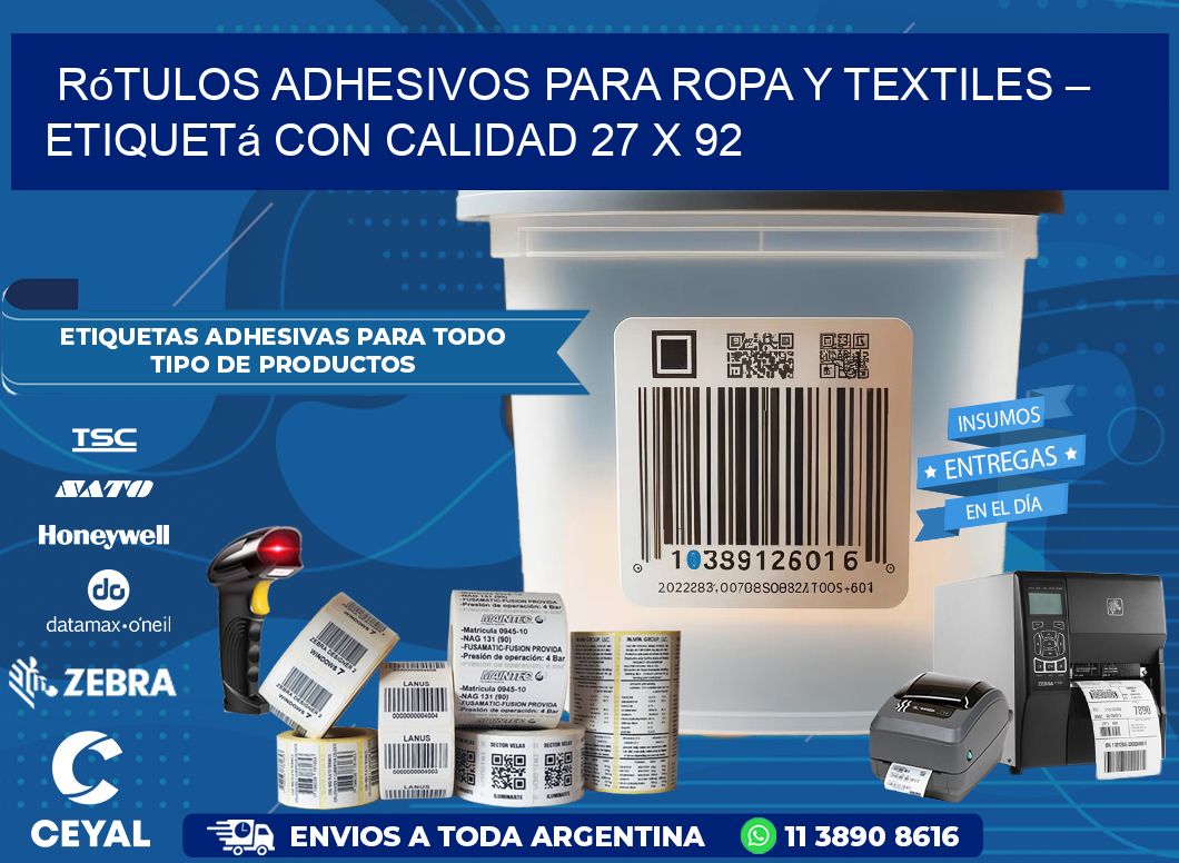 Rótulos Adhesivos para Ropa y Textiles – Etiquetá con Calidad 27 x 92