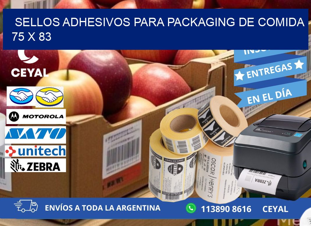 SELLOS ADHESIVOS PARA PACKAGING DE COMIDA  75 x 83