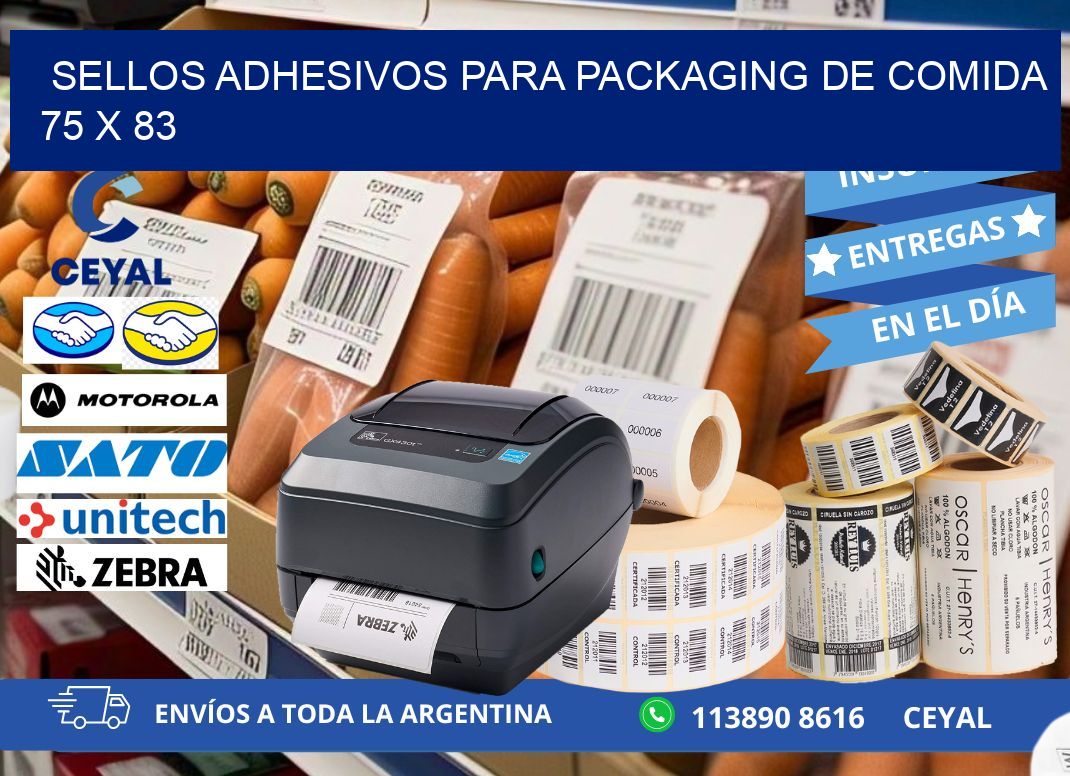 SELLOS ADHESIVOS PARA PACKAGING DE COMIDA  75 x 83