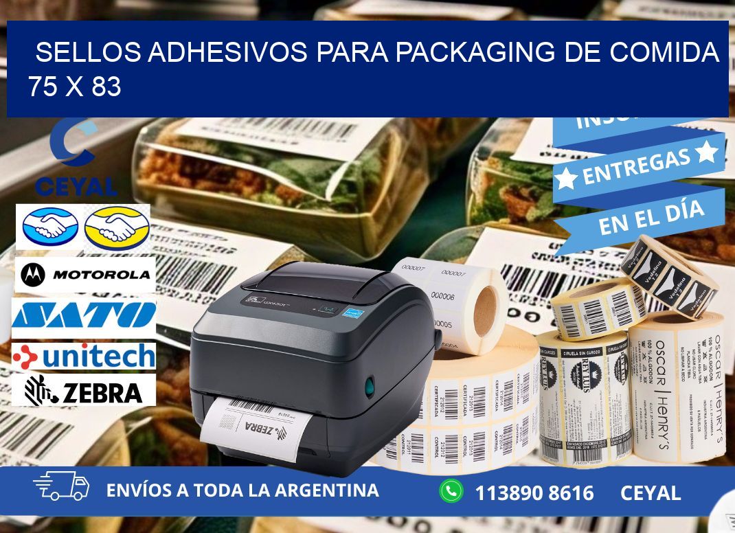 SELLOS ADHESIVOS PARA PACKAGING DE COMIDA  75 x 83