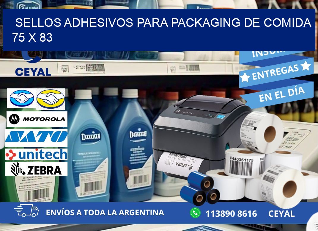 SELLOS ADHESIVOS PARA PACKAGING DE COMIDA  75 x 83