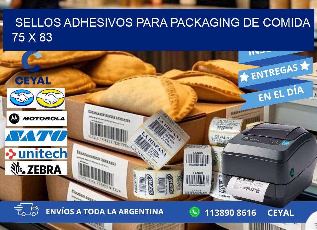 SELLOS ADHESIVOS PARA PACKAGING DE COMIDA  75 x 83